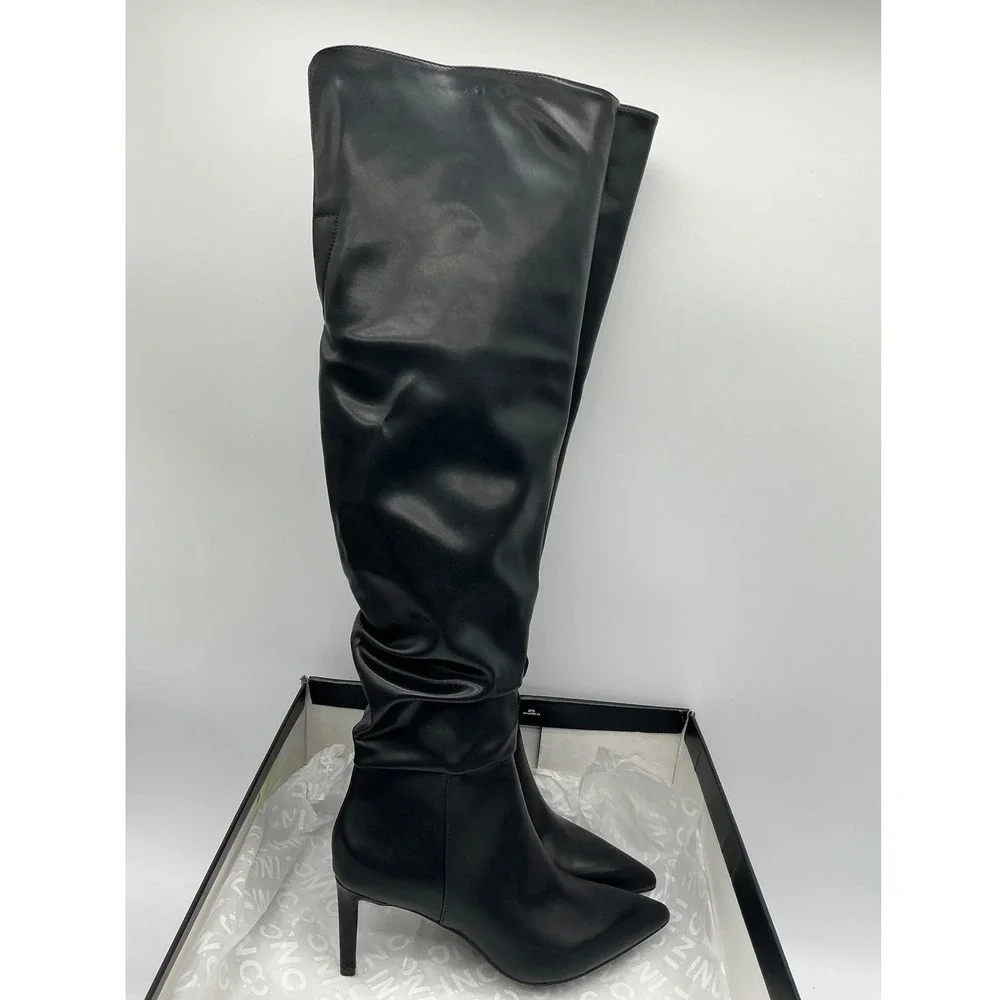 INC Black Over The Knee Slouch Pointed Toe Boots Womens 5M